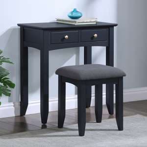 Lenox Wooden Dressing Table With Stool In Off Black - UK
