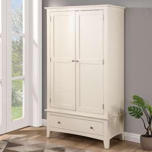 Lenox Wooden Wardrobe With 2 Doors 1 Drawer In Ivory - UK
