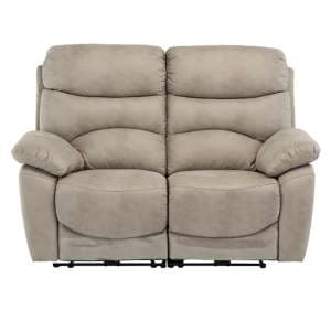 Leo Fabric Electric Recliner 2 Seater Sofa In Natural - UK