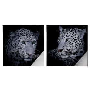 Leo Picture Set Of 2 Acrylic Wall Art In Black And Grey - UK