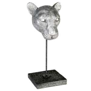 Leo Poly Design Sculpture In Antique Silver And Anthracite