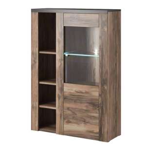 Leon Wooden Display Cabinet With 1 Doors In Satin Oak