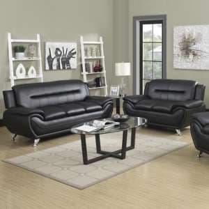 Leon Faux Leather 3+2 Seater Sofa Set In Black - UK