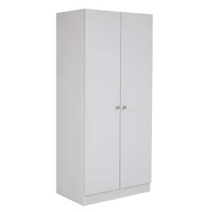 Leon Wooden Wardrobe With 2 Doors In Light Grey - UK