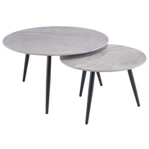 Lerato Round Set Of 2 Marble Coffee Tables In Rebecca Grey - UK