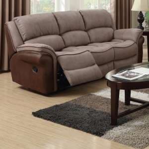 Lerna Fusion Fabric 3 Seater Sofa In Taupe And Tan