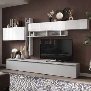 Leilexi High Gloss Entertainment Unit In Bianco And Gesso - UK