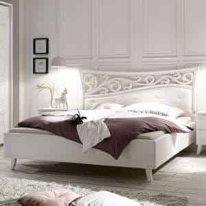 Lerso Faux Leather Double Bed In White - UK