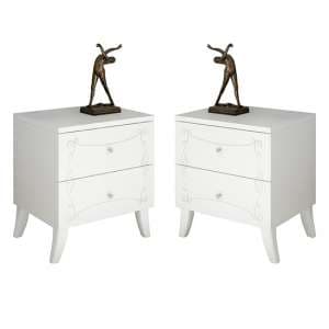 Lerso Serigraphed White Wooden Nightstands In Pair - UK