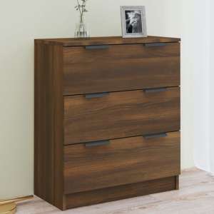 Leslie Wooden Chest Of 3 Drawers In Brown Oak - UK