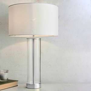 Lessina Vintage White Fabric Touch Table Lamp In Bright Nickel - UK