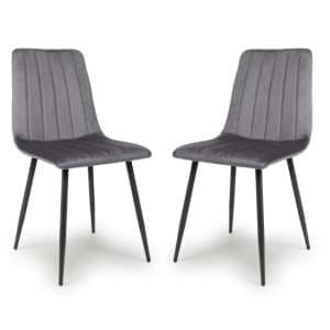 Leuven Grey Brushed Velvet Dining Chairs In Pair - UK