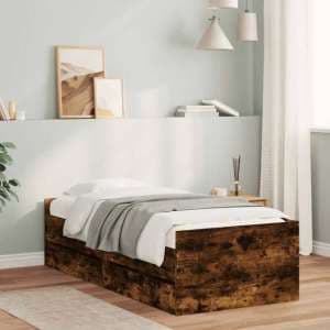 Leuven Wooden Single Bed With Drawers In Smoked Oak - UK