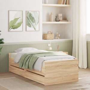 Leuven Wooden Single Bed With Drawers In Sonoma Oak - UK
