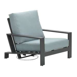 Levi Fabric Reclining Armchair In Mint Grey With Charcoal Frame