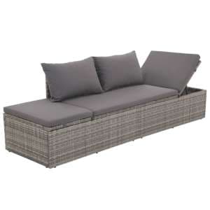 Levi Outdoor Rattan Lounge Bed In Grey With Cushion And Pillow - UK