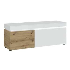 Levy LED Wooden 1 Door 2 Drawers TV Stand In Oak And White - UK