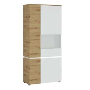 Levy White Oak Tall Display Cabinet 4 Door Right Hand With LED - UK