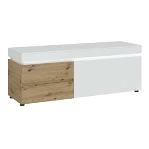 Levy White Oak Wooden TV Stand 1 Door 2 Drawers With LED - UK