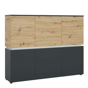 Levy Wooden Sideboard 6 Doors In Platinum Oak With LED - UK