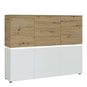 Levy Wooden Sideboard 6 Doors In White And Oak With LED - UK
