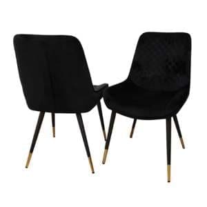 Lewiston Black Velvet Dining Chairs In Pair
