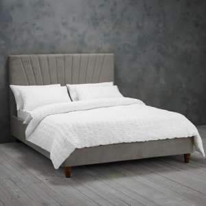 Lexa Velvet Double Bed In Classic Grey