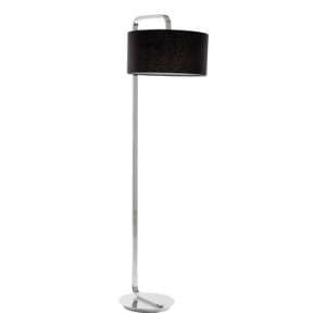 Leylow Black Fabric Shade Floor Lamp With Chrome Metal Base