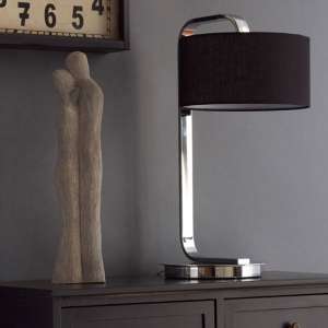 Leylow Black Fabric Shade Table Lamp With Chrome Metal Base