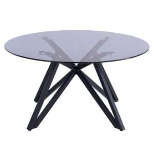 Liam Grey Tinted Glass Coffee Table With Black Metal Legs - UK