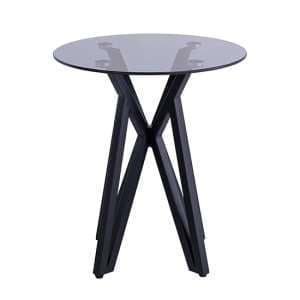 Liam Grey Tinted Glass End Table With Black Metal Legs