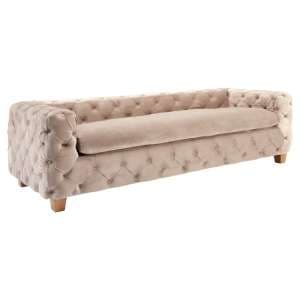 Libertas Upholstered Velvet 3 Seater Sofa In Coffee