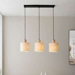 Liberty 3 Lights Linear Ceiling Pendant Light In Natural - UK