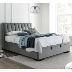 Liberty Velvet Plume Ottoman Double Bed In Pale Grey - UK