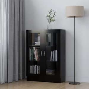Libet Wooden Display Cabinet In With 2 Doors In Black