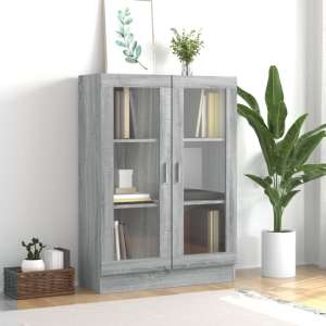 Libet Wooden Display Cabinet In With 2 Doors In Grey Sonoma Oak