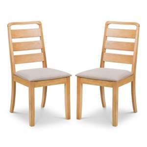 Liliya Waxed Oak Wooden Dining Chairs In Pair