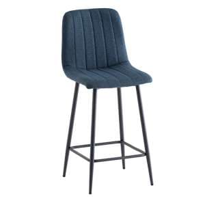 Lillie Fabric Counter Bar Stool In Blue - UK
