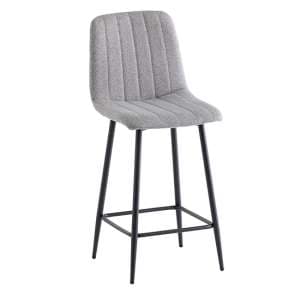 Lillie Fabric Counter Bar Stool In Silver - UK