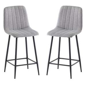 Lillie Silver Fabric Counter Bar Stools In Pair - UK