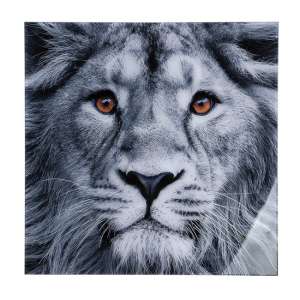 Lion Head Picture Acrylic Wall Art In Black And White - UK
