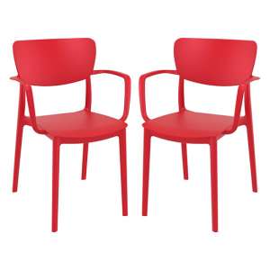 Lisa Red Polypropylene Dining Chairs In Pair