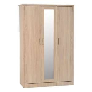 Laggan Mirrored Wardrobe  With 3 Doors In Light Oak Effect - UK