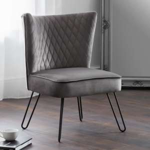 Lalette Velvet Bedroom Chair In Grey