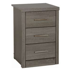 Laggan Wooden Bedside Cabinet  With 3 Drawers In Black Wood - UK