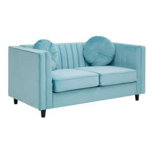 Lismore Upholstered Velvet 2 Seater Sofa In Midnight Green