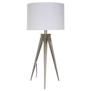 Livica White Fabric Shade Table Lamp With Tripod Base