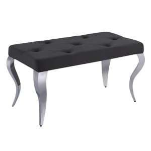 Liyam Small Velvet Upholstered Dining Bench In Black - UK