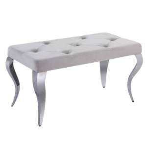 Liyam Small Velvet Upholstered Dining Bench In Cream - UK