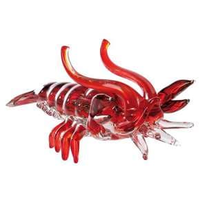 Lobster Glass Design Sculpture In Red And Clear
